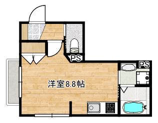 中目黒 コーポラス(ワンルーム/2階)の間取り写真