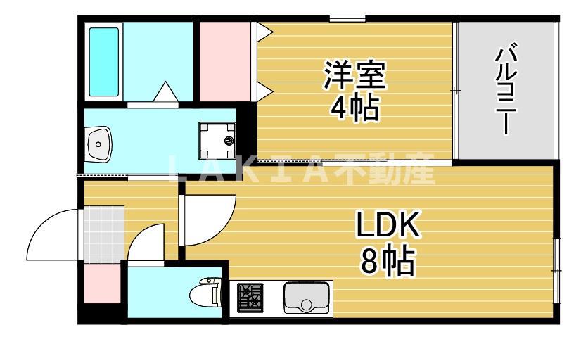 MANA LINA(1LDK/2階)の間取り写真