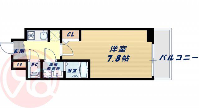 アーデンタワー西本町(1K/3階)の間取り写真