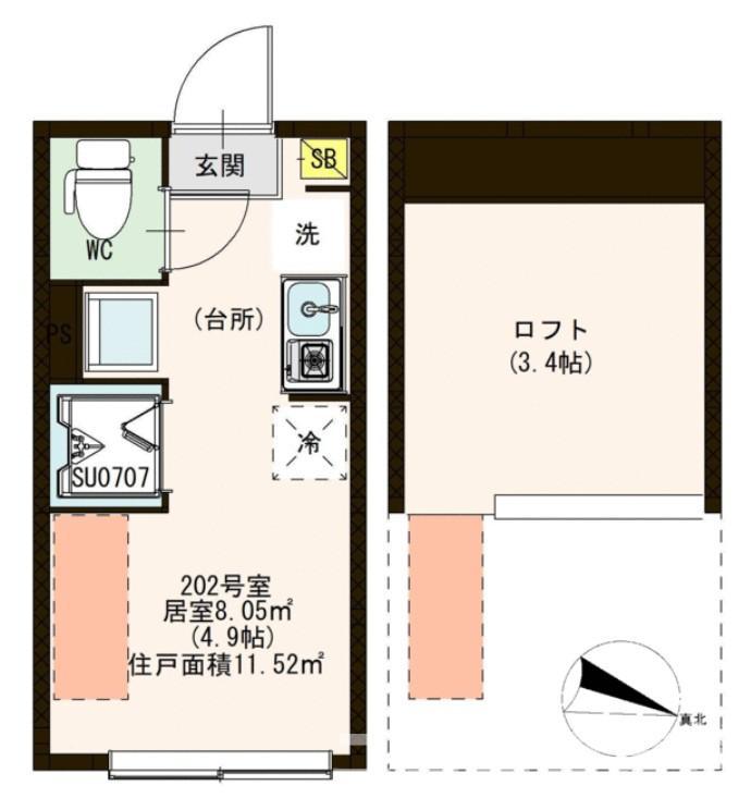イル・レガーロ千川(ワンルーム/2階)の間取り写真