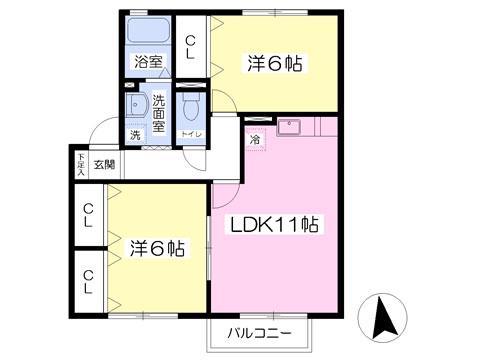 セジュールT・T(2LDK/1階)の間取り写真