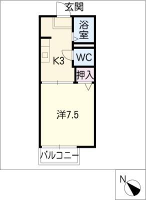 佐藤ハイツB棟(1K/2階)の間取り写真