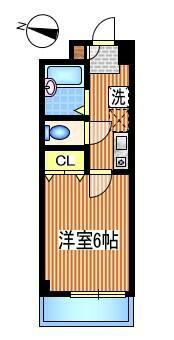 シャインハイツ秋津(1K/3階)の間取り写真