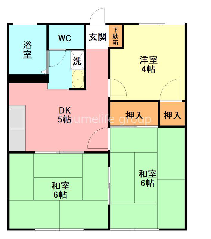 アムール秋山A(3DK/2階)の間取り写真