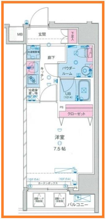GENOVIA上野IISKYGARDEN(1K/8階)の間取り写真