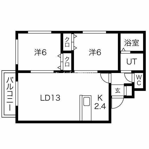 ビッグブリッヂ富丘(2LDK/3階)の間取り写真