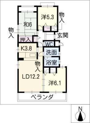 GARDEN HILLS ANNEX(3LDK/2階)の間取り写真