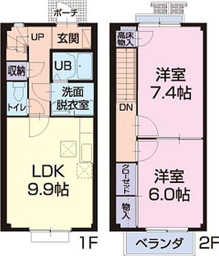 BONHEUR水郷 A棟(2LDK/1階)の間取り写真