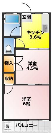 岸町共同ハイム(2K/2階)の間取り写真