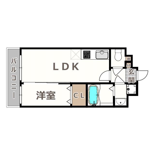 テラ北田辺(1LDK/2階)の間取り写真