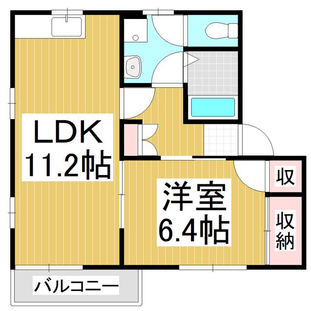 フレグランスたけくらD(1LDK/2階)の間取り写真