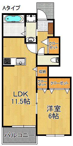ベル・フランAB(1LDK/1階)の間取り写真