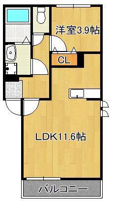AUTUNNO中原西II(1LDK/1階)の間取り写真