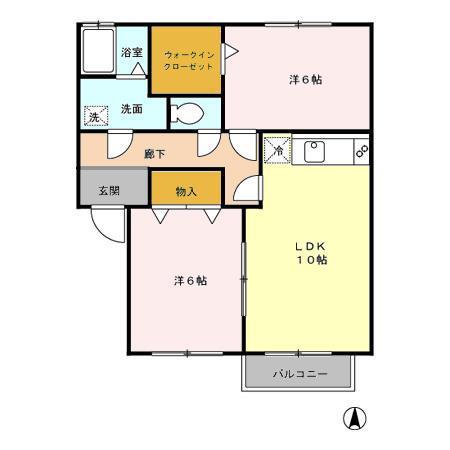 ボン・セジュール(2LDK/2階)の間取り写真