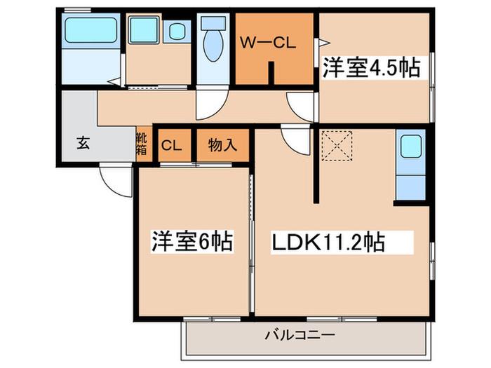 メゾンT(2LDK/1階)の間取り写真