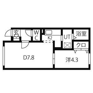ブランノワールネージュI(1LDK/3階)の間取り写真