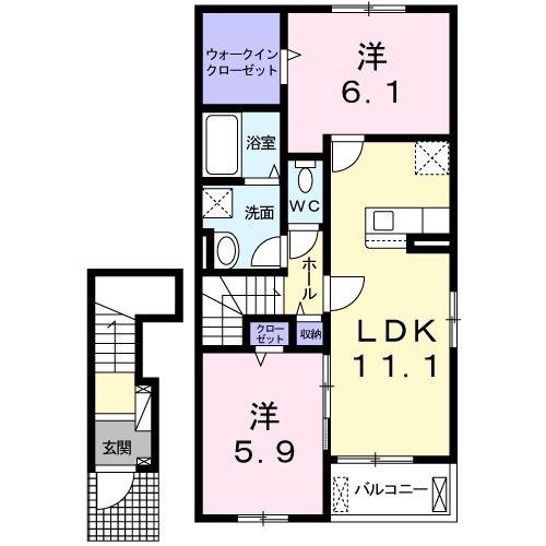 JPサックス(2LDK/2階)の間取り写真
