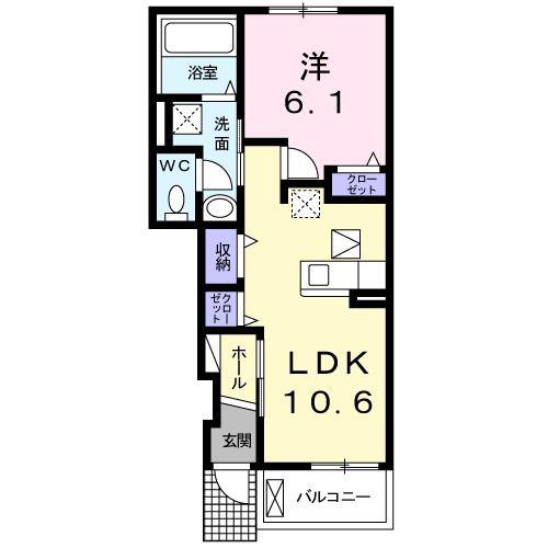アイアゲート(1LDK/1階)の間取り写真