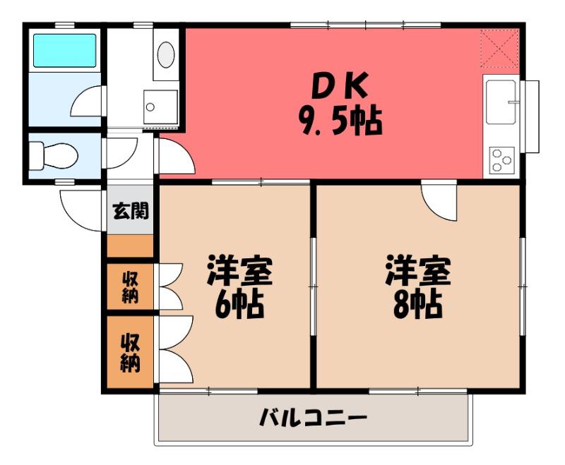 GTハイツ 5(2DK/2階)の間取り写真
