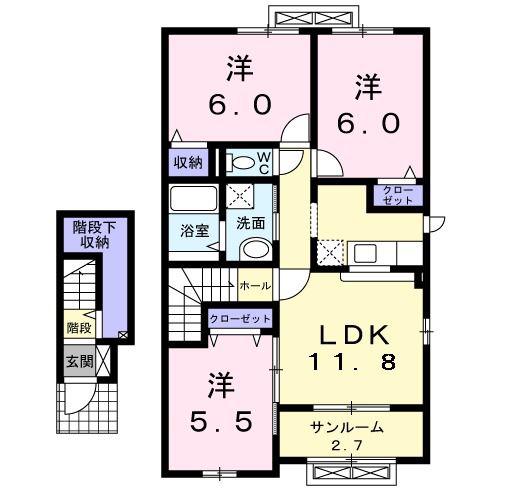イーハトーヴC(3LDK/2階)の間取り写真