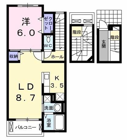 クラール(1LDK/3階)の間取り写真