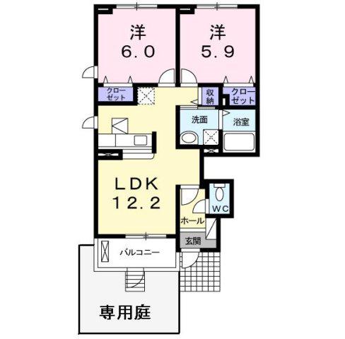 シュティール緑山(2LDK/1階)の間取り写真