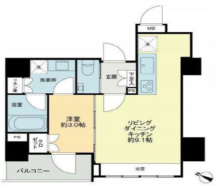 CONOE一番町(1LDK/4階)の間取り写真