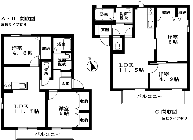 シャーメゾンオリゾン C(2LDK/1階)の間取り写真