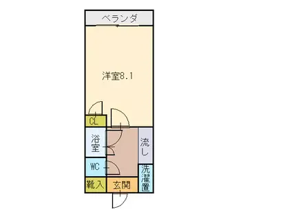 サンピュア坪井(1K/3階)の間取り写真