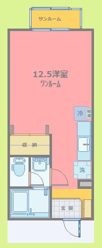 パルファージュ(ワンルーム/1階)の間取り写真