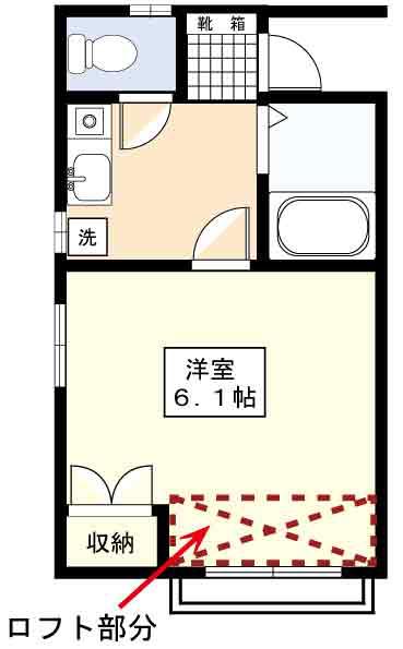 平岡ハイツ(1K/2階)の間取り写真