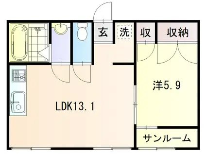 フィールドガーデン笠舞(1LDK/2階)の間取り写真