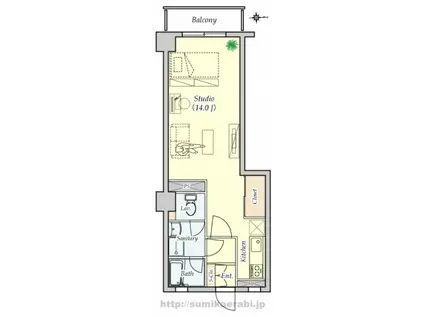 レジデンス水明(ワンルーム/5階)の間取り写真