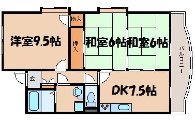 サンコーポ海田 ナンバー2(3DK/3階)の間取り写真