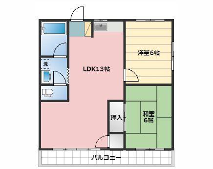 コーポいぬづか(2LDK/2階)の間取り写真