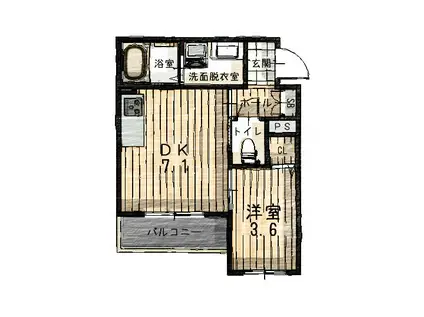 シャーメゾン龍大前(1DK/2階)の間取り写真