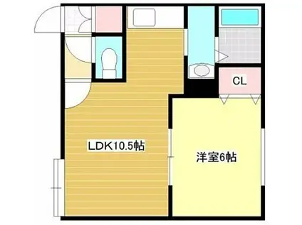 ヌーヴォプエンテ(1LDK/2階)の間取り写真