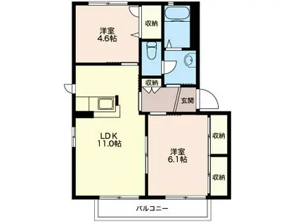 メイプルハイツ A(2LDK/1階)の間取り写真
