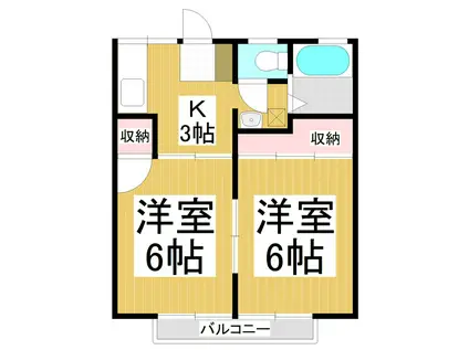 柳町ハイツ(2K/1階)の間取り写真