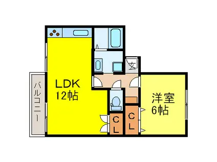 タウニィハイツ金剛(1LDK/2階)の間取り写真