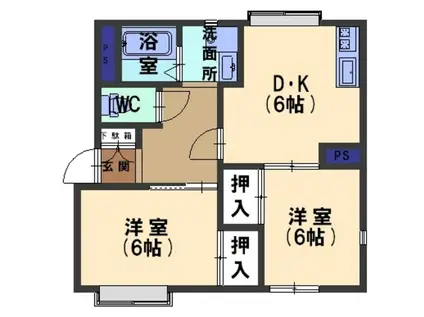 コート・ダ・ジュール(2DK/1階)の間取り写真