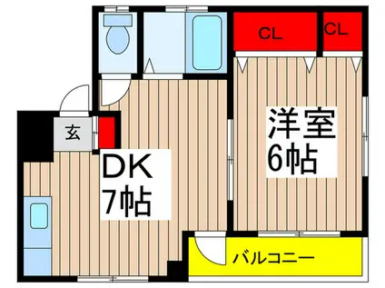 和光コーポ(1DK/3階)の間取り写真