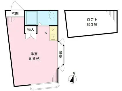 シャトル経堂(ワンルーム/2階)の間取り写真