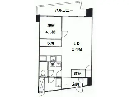 ライオンズマンション赤坂(1LDK/2階)の間取り写真