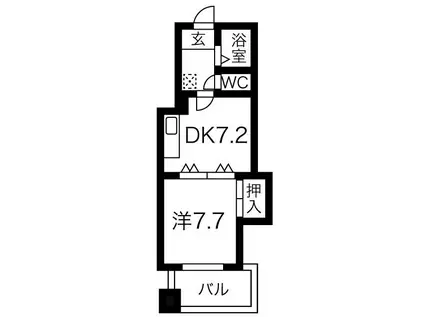 メゾンバリエ(1DK/11階)の間取り写真