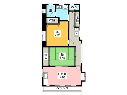 ＪＲ中央線 国分寺駅 徒歩4分 3階建 築34年(2LDK/1階)の間取り写真