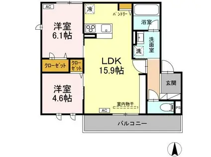 D-ROOM中太田新田(2LDK/3階)の間取り写真