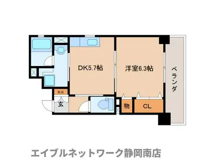 クリア壱番館(1DK/3階)の間取り写真