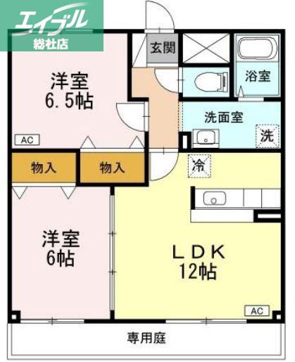 クレールはな(2LDK/1階)の間取り写真