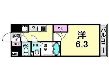 プレサンスみなと元町駅前(1K/10階)の間取り写真